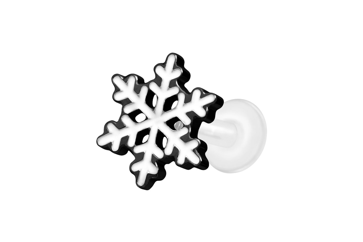 PTFE Labret Piercing mit Innengewinde + Titan-Aufsatz SCHNEEFLOCKE